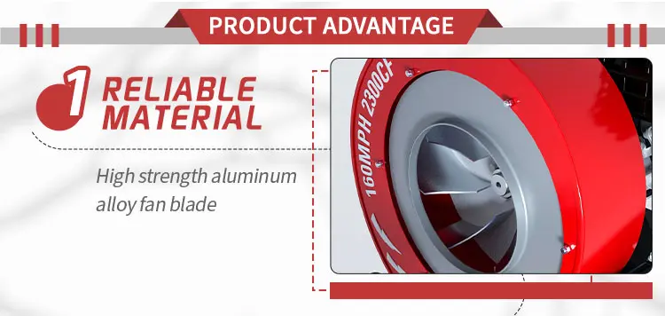 効率的でポータブルなリーフブロワー - 最高速度 160 mph、風量 2300 cfm